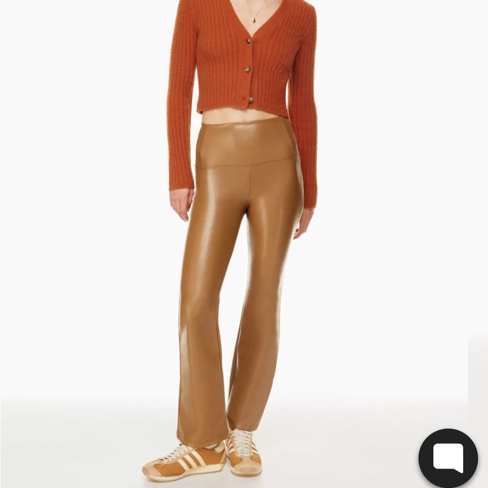NEW NWT Aritzia Wilfred Free Daria Flare Vegan Leather Pants in Rustic Brown XS